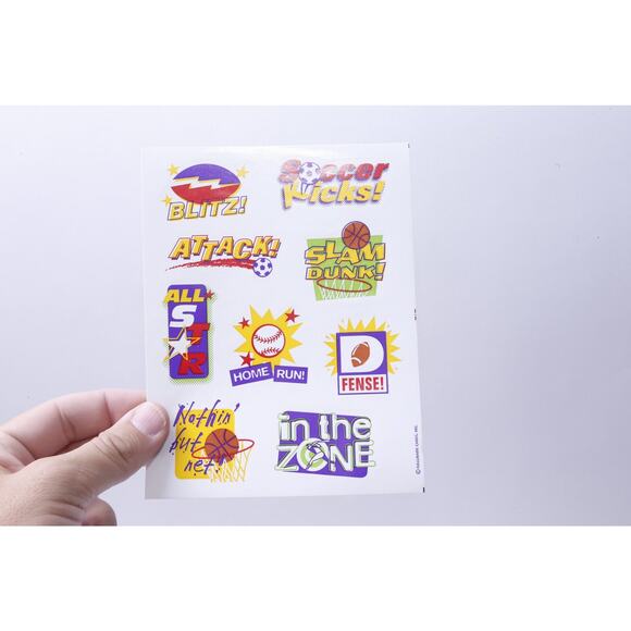 Sports, Phrases, Sticker Sheet, Football, Basketball, Soccer, Baseball, Hallmark - Picture 1 of 1